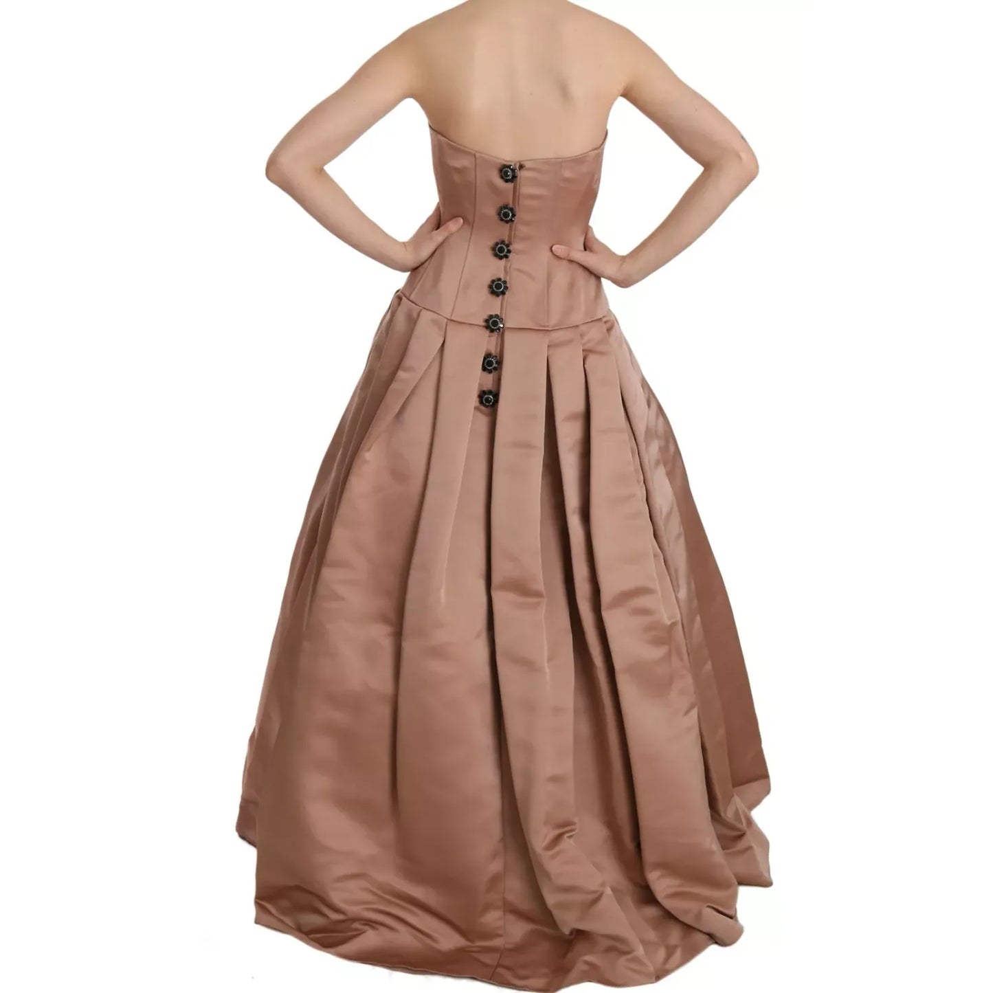 Dolce & Gabbana Crystal Pink Silk Chandelier Ball Gown Dress