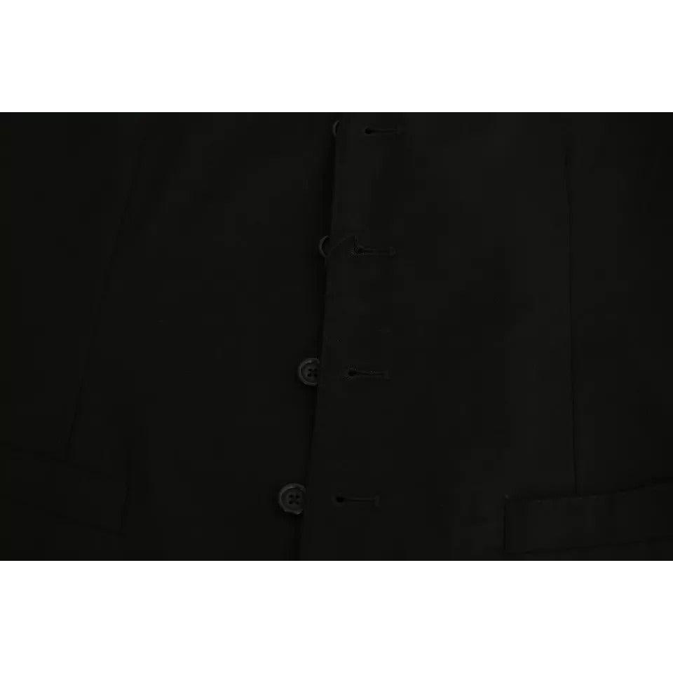 Dolce & Gabbana Black Wool Stretch Waistcoat Formal Dress Vest