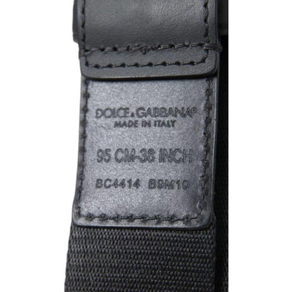 Dolce & Gabbana Black Green Logo Silver Metal Buckle Belt