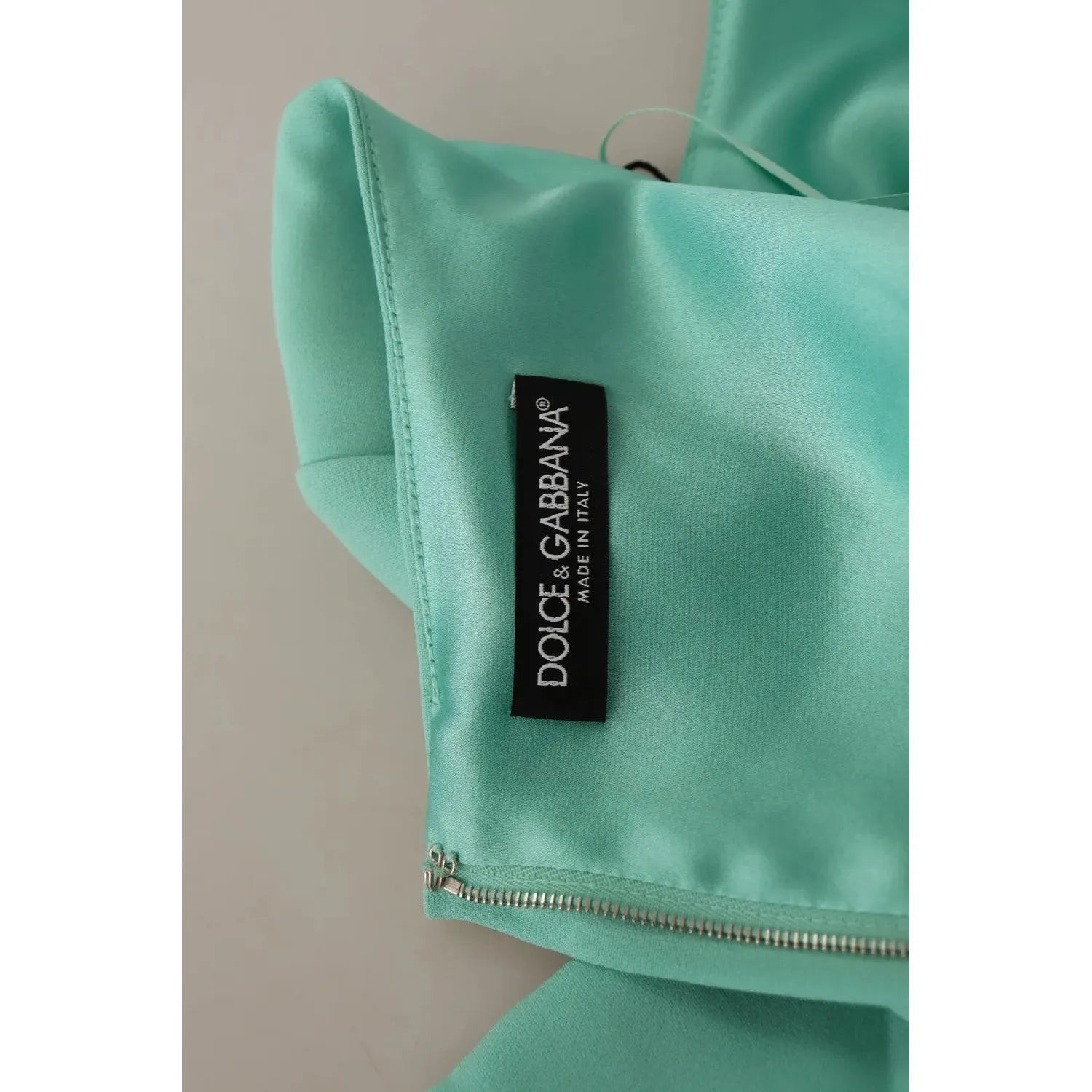 Dolce & Gabbana Mint Green Sheath Square Neckline Midi Dress