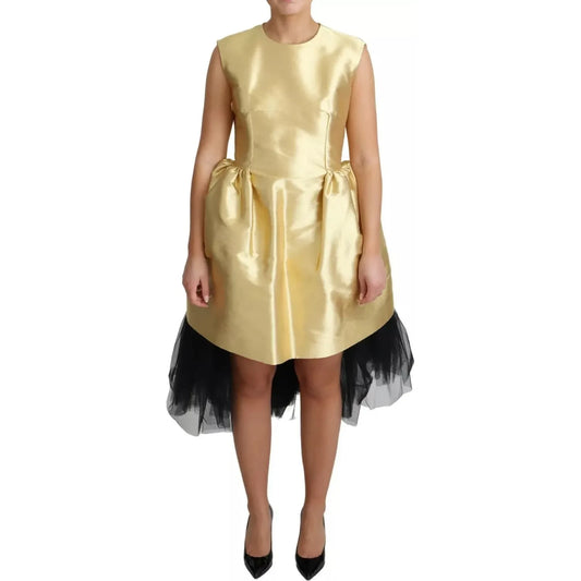 Dolce & Gabbana Gold Polyester Sleeveless A-line Tulle Dress