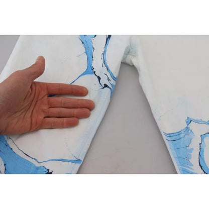 Dolce & Gabbana White Blue Cotton Skinny Denim Jeans