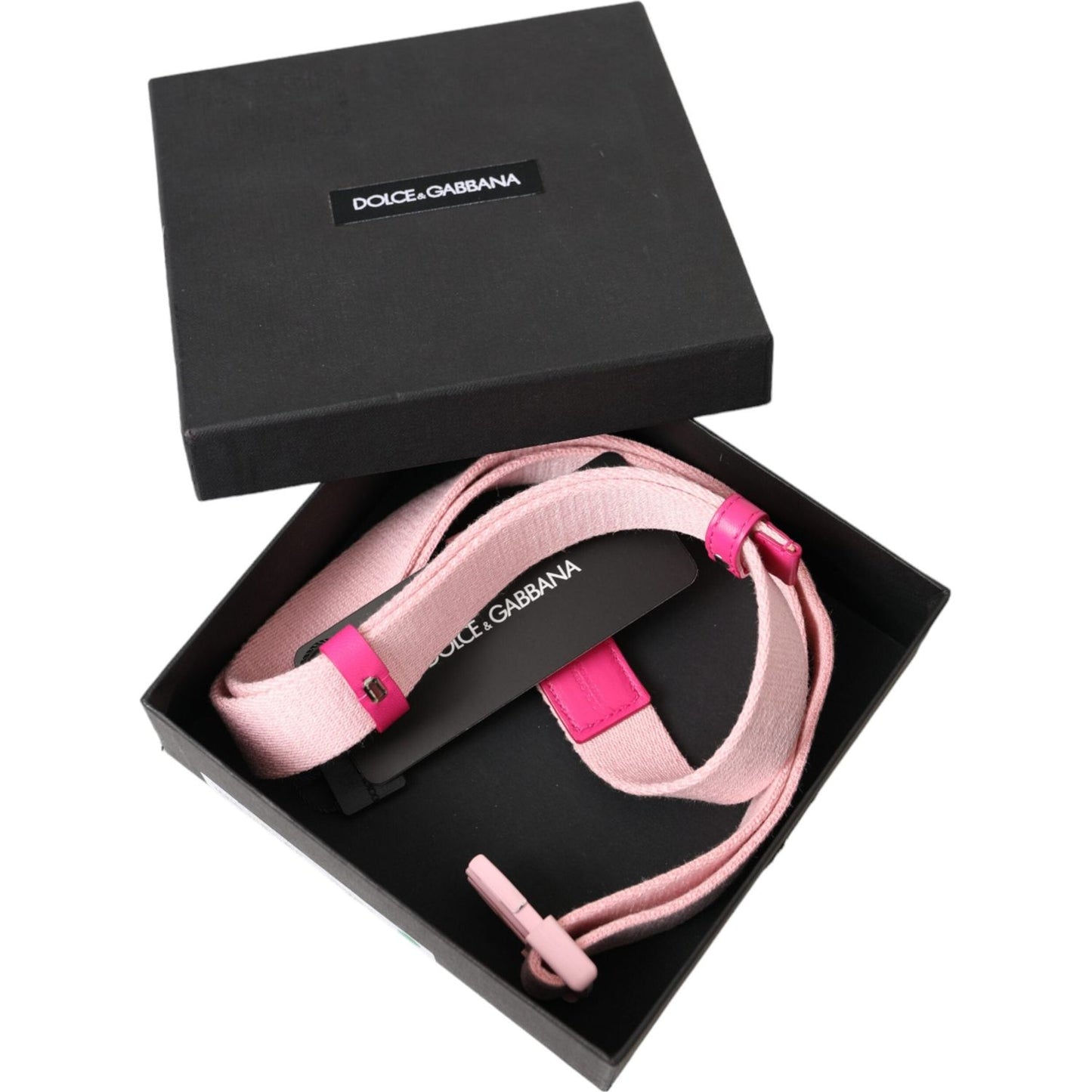 Dolce & Gabbana Pink Canvas Stretch Plastic Buckle Women Belt