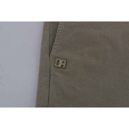 Daniele Alessandrini Beige Cotton Stretch Slim Fit Chinos Jeans & Pants
