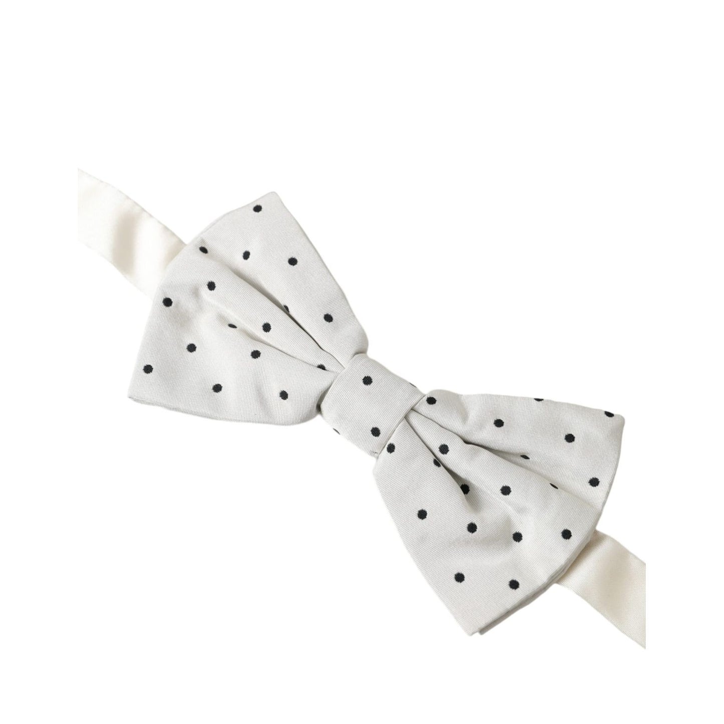 Dolce & Gabbana White Black Polka Dot Polyester Bow Tie Men