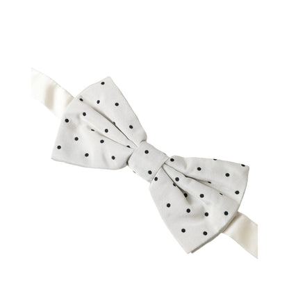 Dolce & Gabbana White Black Polka Dot Polyester Bow Tie Men