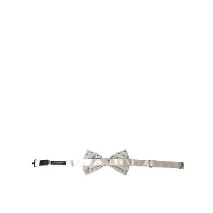Dolce & Gabbana White Black Polka Dot Polyester Bow Tie Men