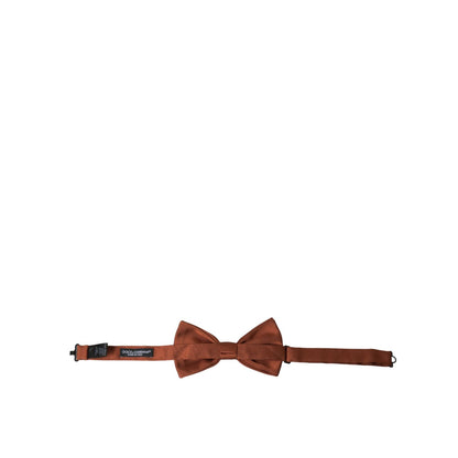 Dolce & Gabbana Brown Silk Adjustable Neck Men Bow Tie