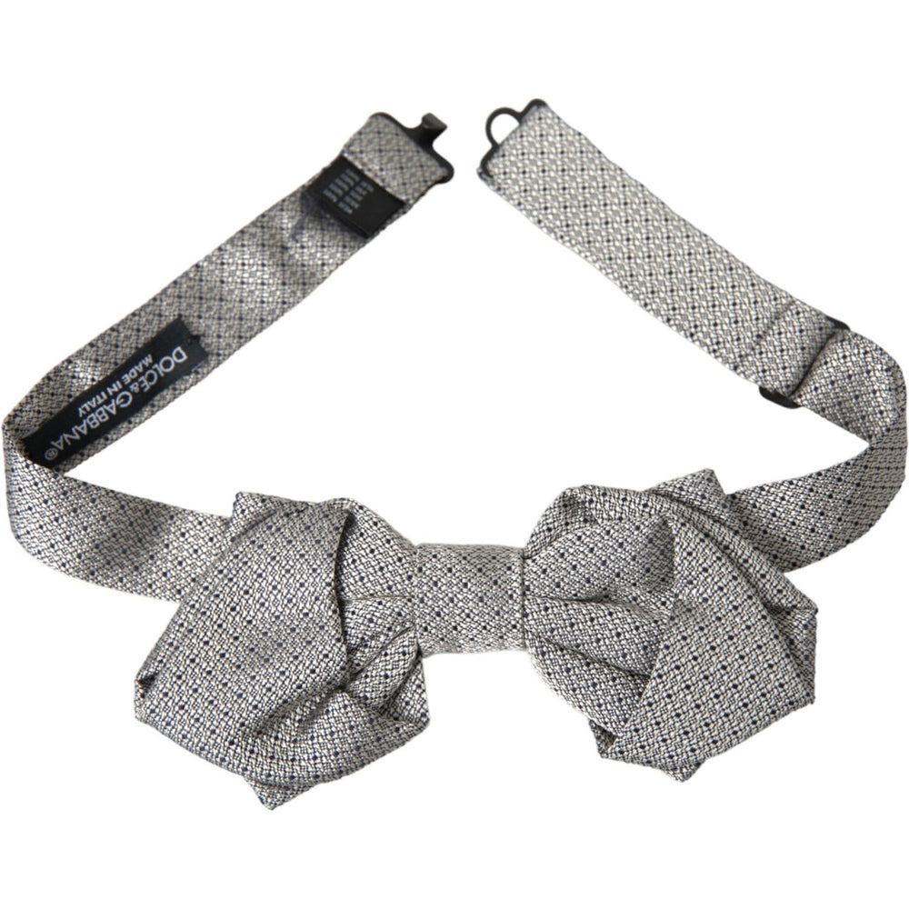 Dolce & Gabbana Gray Silk Adjustable Neck Men Bow Tie Dolce & Gabbana Light Slate Gray