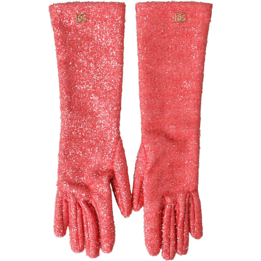 Dolce & Gabbana Pink Lurex Fantasia Mid Arm Length Gloves
