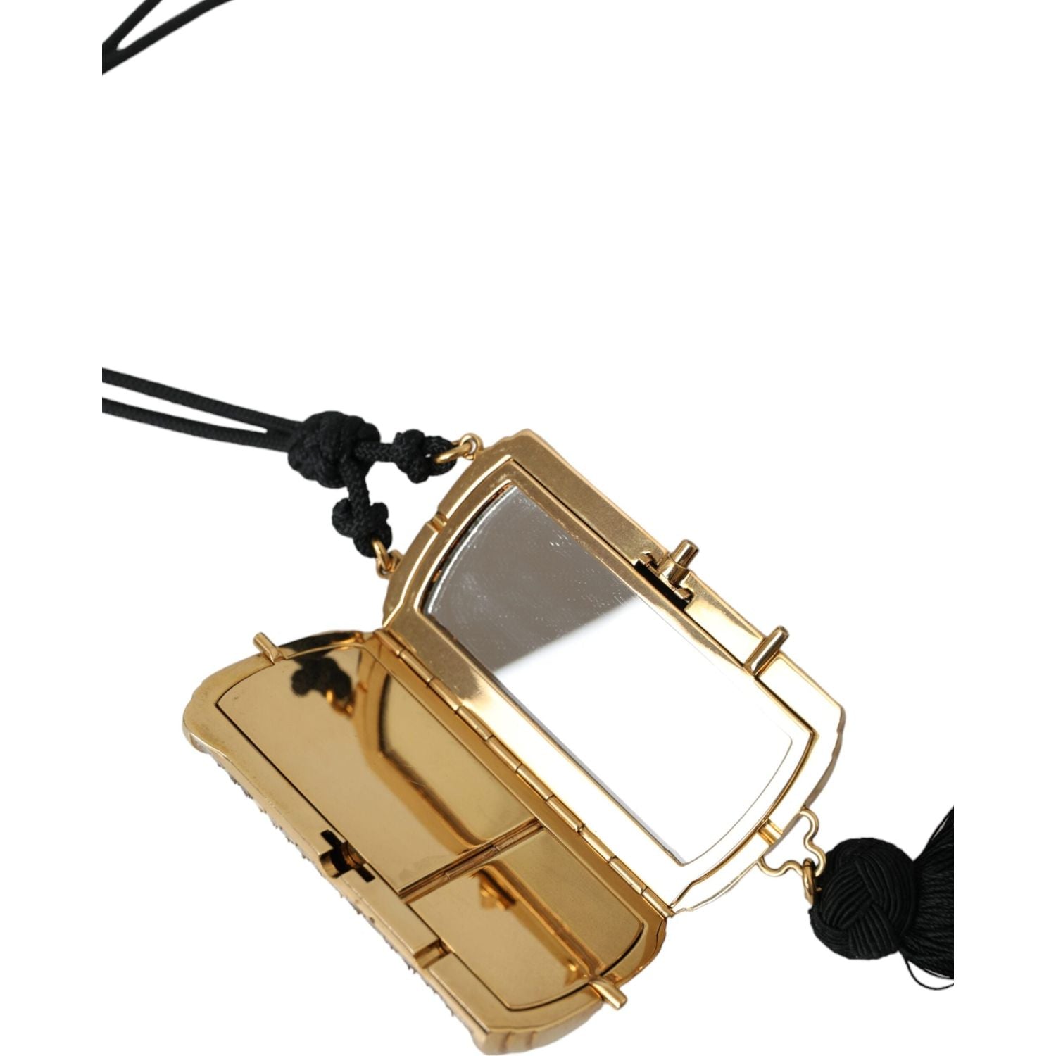 Dolce & Gabbana Beige Exotic Leather Mini Mirror Tassel Make Up Holder Bag