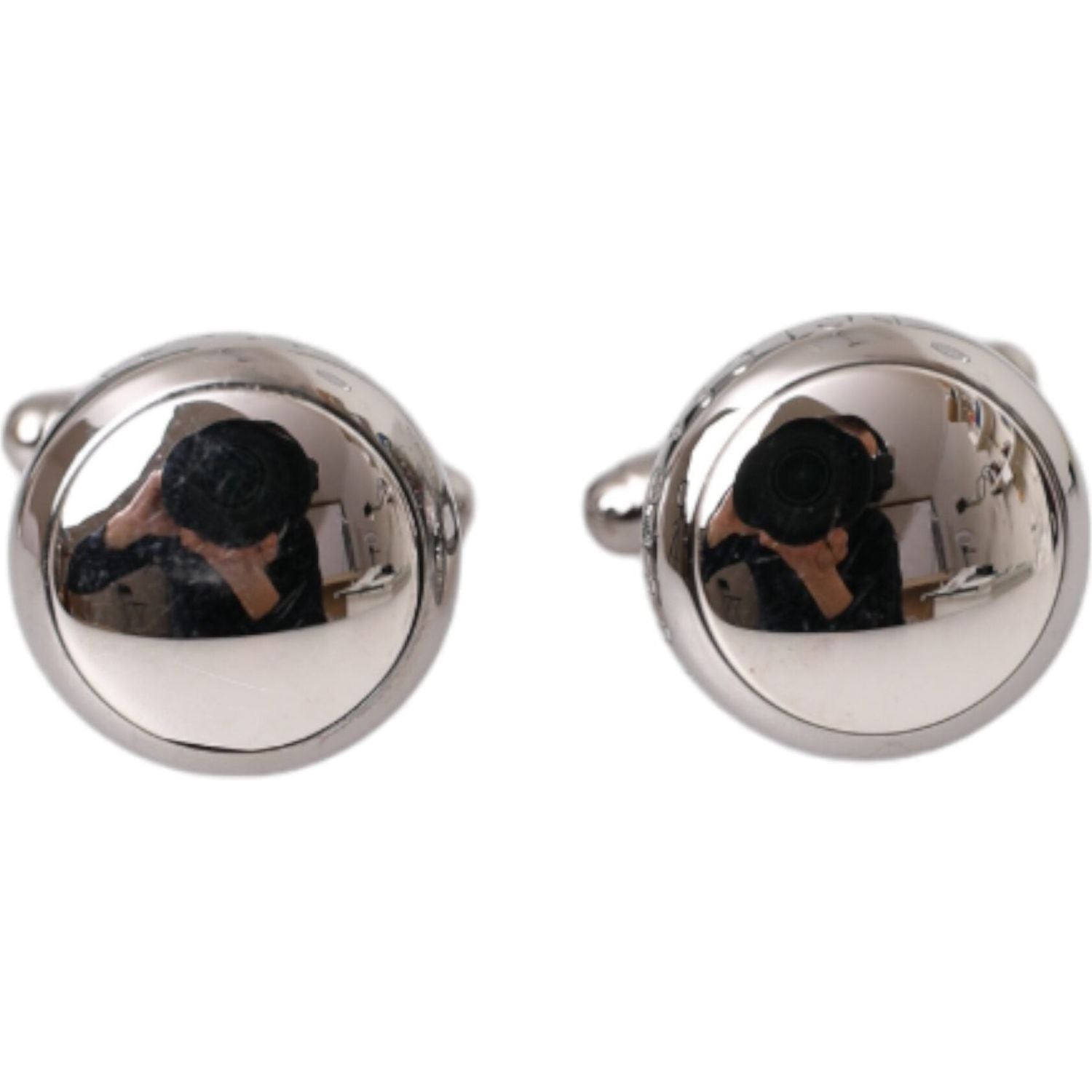 Dolce & Gabbana Silver Plated Brass Round Pin Men Cufflinks