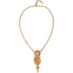 Dolce & Gabbana Gold BrassChain Sacred Heart Rose Crystal Charm Necklace Necklace Dolce & Gabbana Dark Khaki