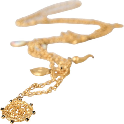 Dolce & Gabbana Gold Tone Chain Brass Charm Statement Sicily Necklace