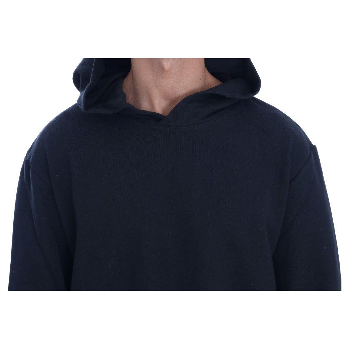 Daniele Alessandrini Black Gym Casual Hooded Cotton Sweater