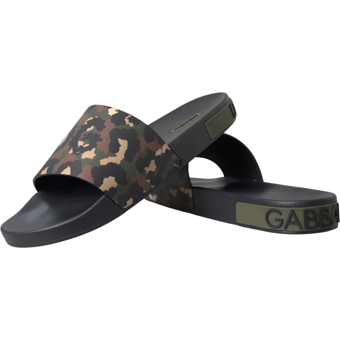 Dolce & Gabbana Multicolor Camouflage Leather Beachwear Men Shoes