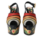 Dolce & Gabbana Multicolor Floral Crystal Platform Sandals Shoes