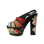 Dolce & Gabbana Multicolor Floral Crystal Platform Sandals Shoes