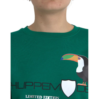 Philippe Model Green Cotton Logo Print Long Sleeves Pullover Sweater