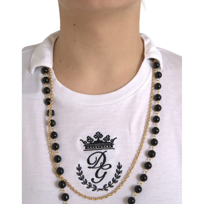 Dolce & Gabbana White Cotton Necklace Short Sleeves T-shirt