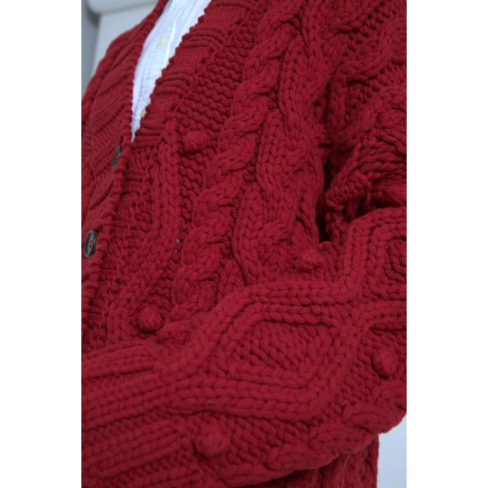 Dolce & Gabbana Red Wool Knit Button Down Cardigan Sweater