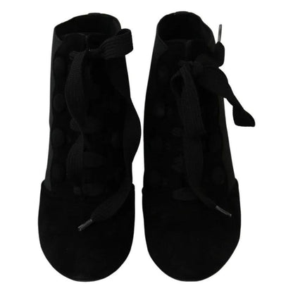 Dolce & Gabbana Black Suede Stretch Ankle Boots Booties Shoes