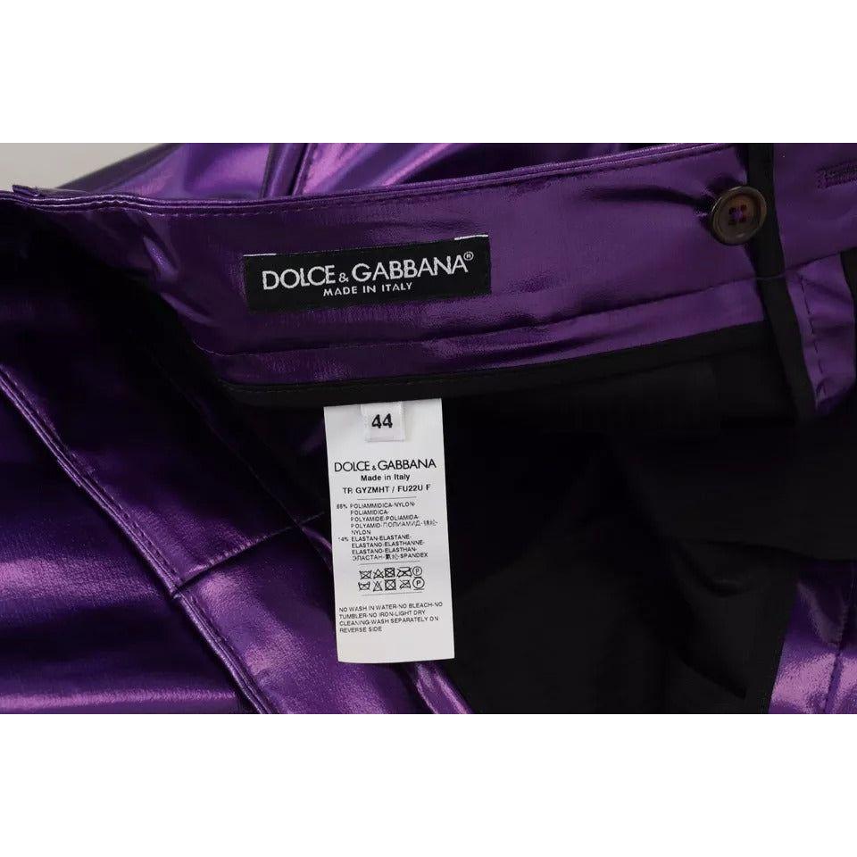 Dolce & Gabbana Purple Shining Men Casual Pants
