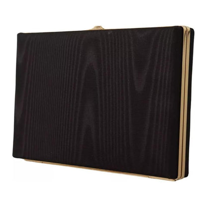 Dolce & Gabbana Black Silk Gold Frame Clutch Evening Party Purse Bag