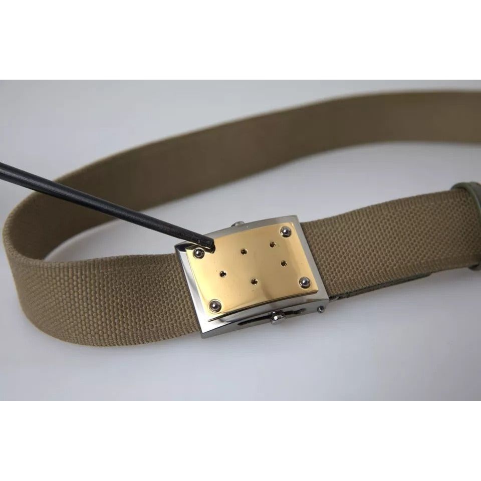 Dolce & Gabbana Brown Canvas Square Metal Buckle Men Belt