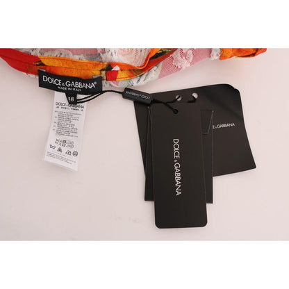 Dolce & Gabbana Orange Print Crystal-Embellished Blouse