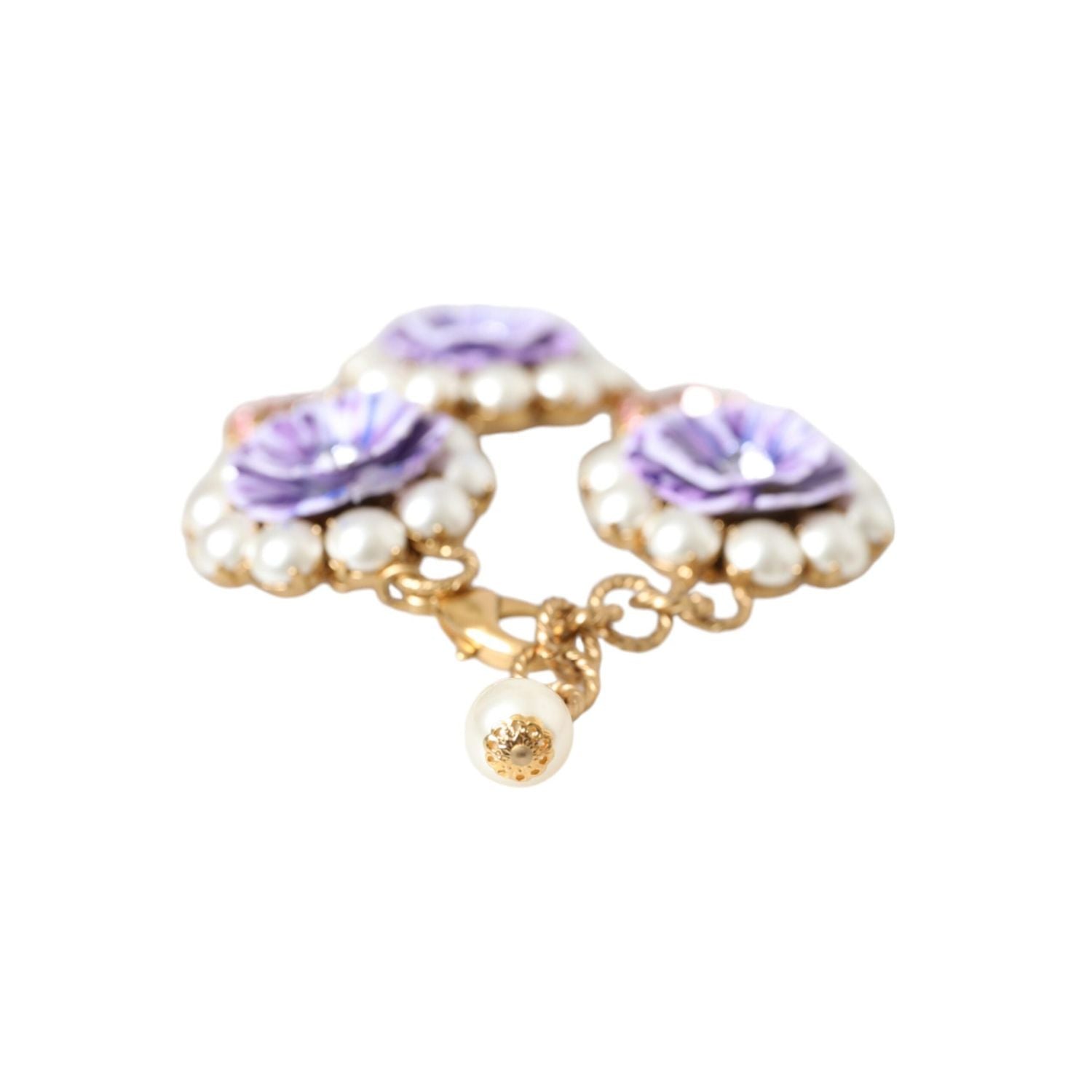 Dolce & Gabbana Gold FIORI BLOOMING Floral Baroque Crystals Bracelet