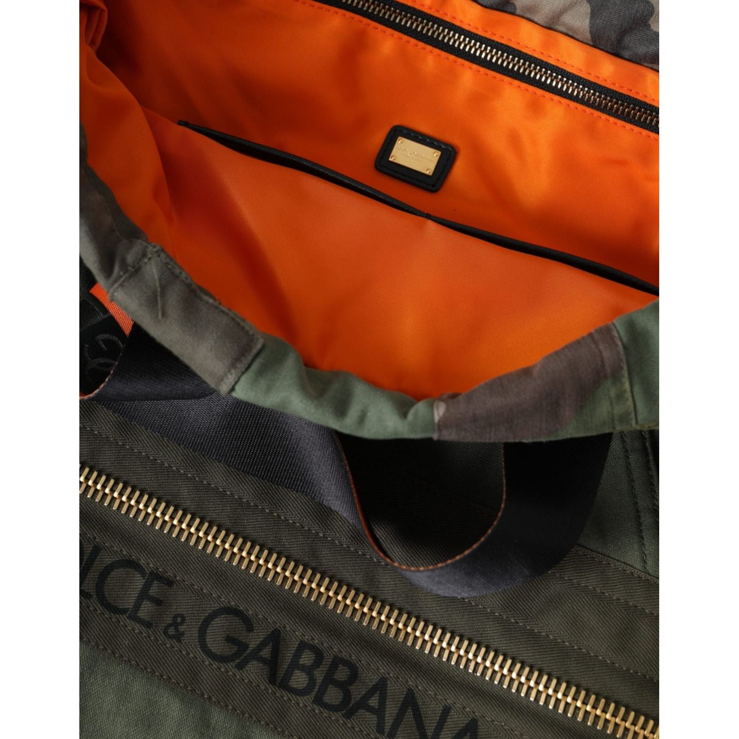 Dolce & Gabbana Military Green Patchwork Rucksack Backpack Bag