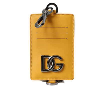 Dolce & Gabbana Orange Calf Leather Credit Card Holder Clip On Wallet