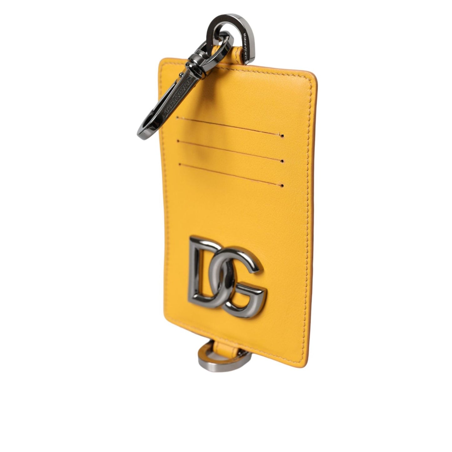 Dolce & Gabbana Orange Calf Leather Credit Card Holder Clip On Wallet