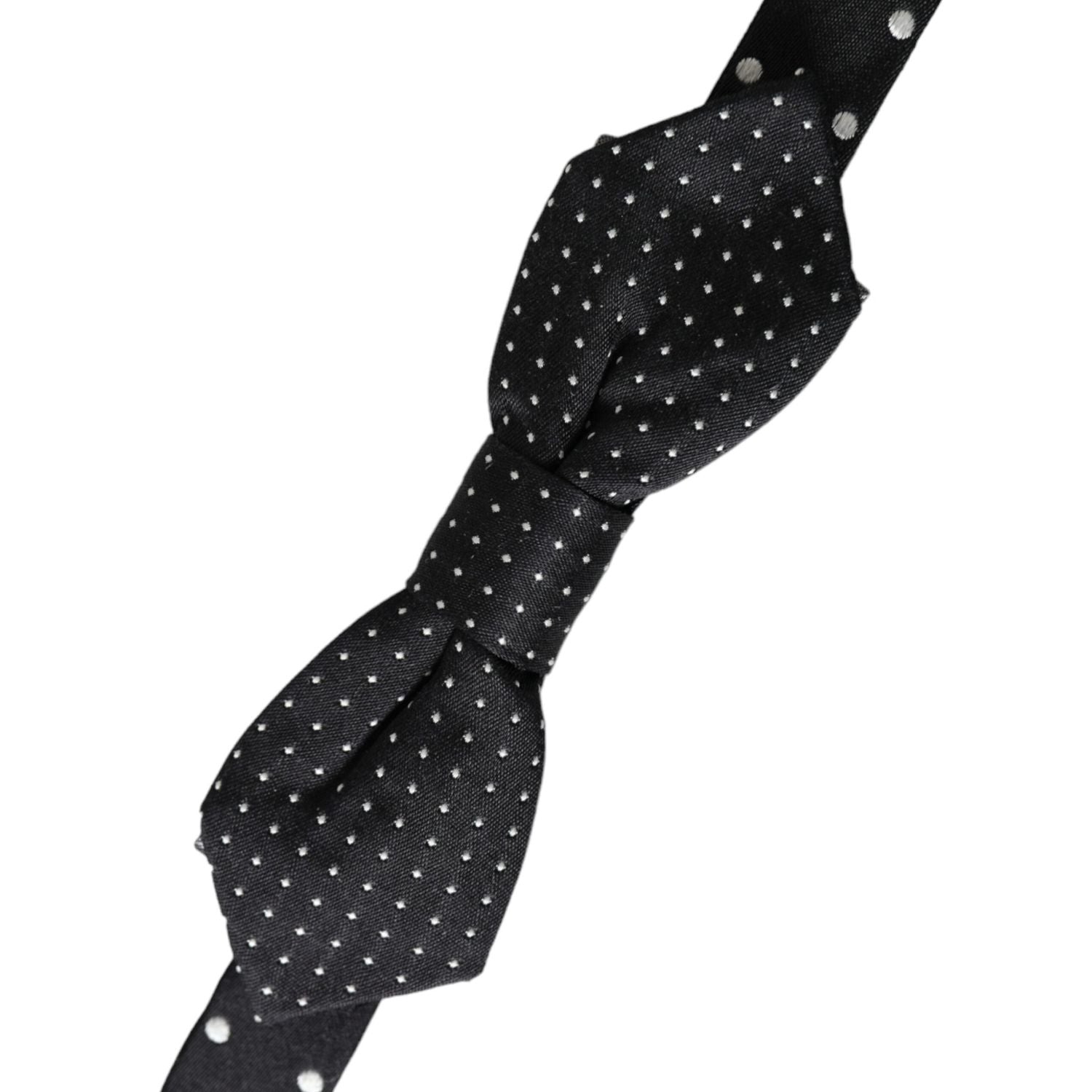 Dolce & Gabbana Black Silk Polka Dot Adjustable Neck Men Papillon Bow Tie