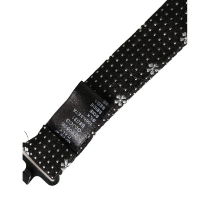 Dolce & Gabbana Black Silk Floral Adjustable Neck Men Papillon Bow Tie