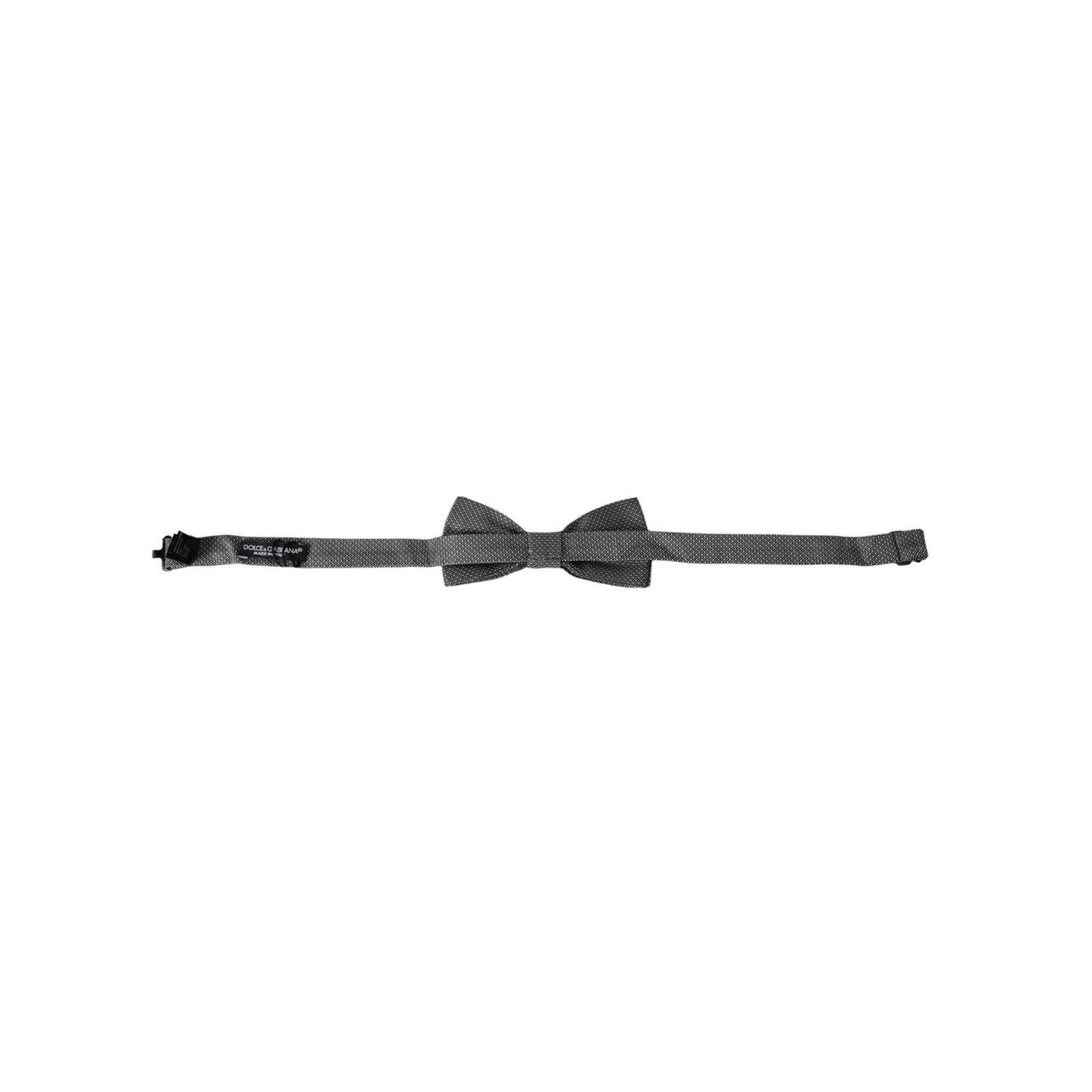 Dolce & Gabbana Gray Silk Patterned Adjustable Neck Men Bow Tie