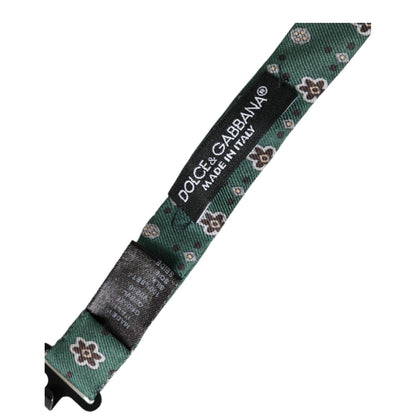 Dolce & Gabbana Mint Green Floral Adjustable Neck Men Bow Tie