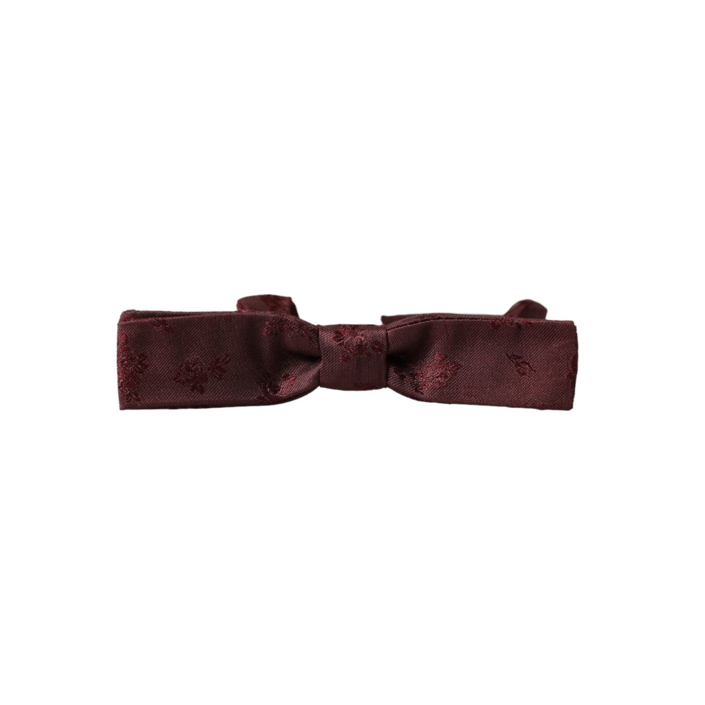 Dolce & Gabbana Maroon Floral Silk Adjustable Neck Men Bow Tie