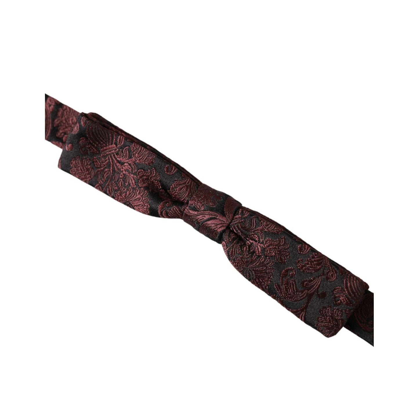 Dolce & Gabbana Maroon Floral Silk Adjustable Neck Men Bow Tie