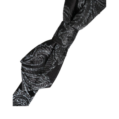 Dolce & Gabbana Black Silk Jacquard Adjustable Neck Men Bow Tie
