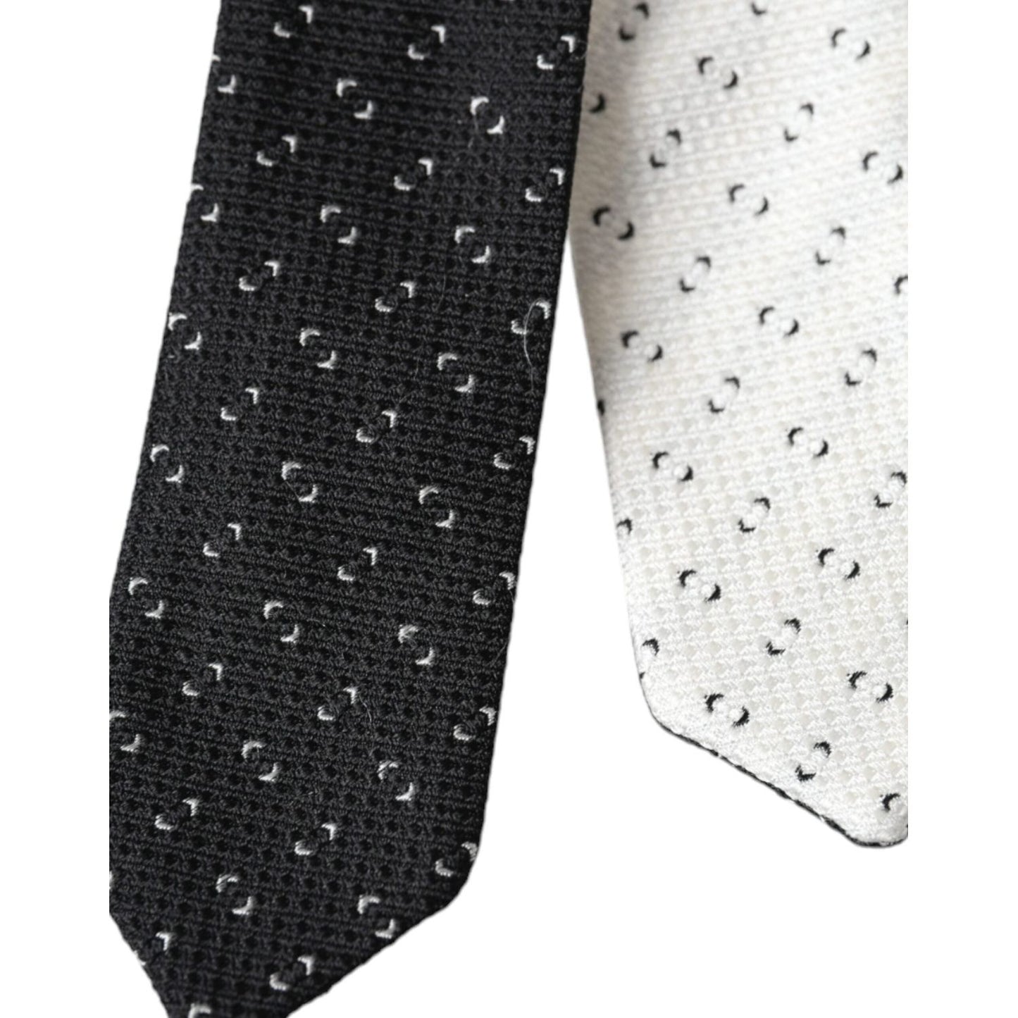 Dolce & Gabbana Black White Patterned Adjustable Tie