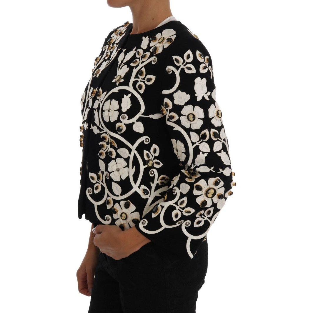 Dolce & Gabbana Black Baroque Floral Crystal Jacket