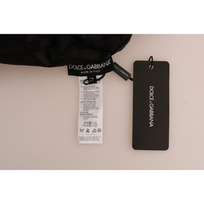 Dolce & Gabbana Black Fur Floral Brocade Zipper Sweater