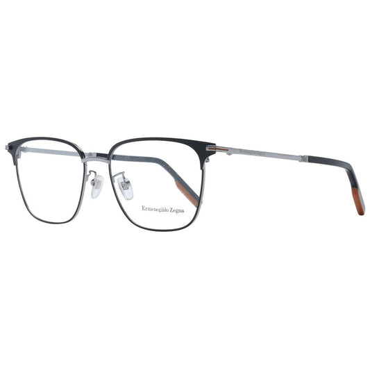 Ermenegildo Zegna Black Metal Glasses Frames for men with full-rim square design and branded case included.