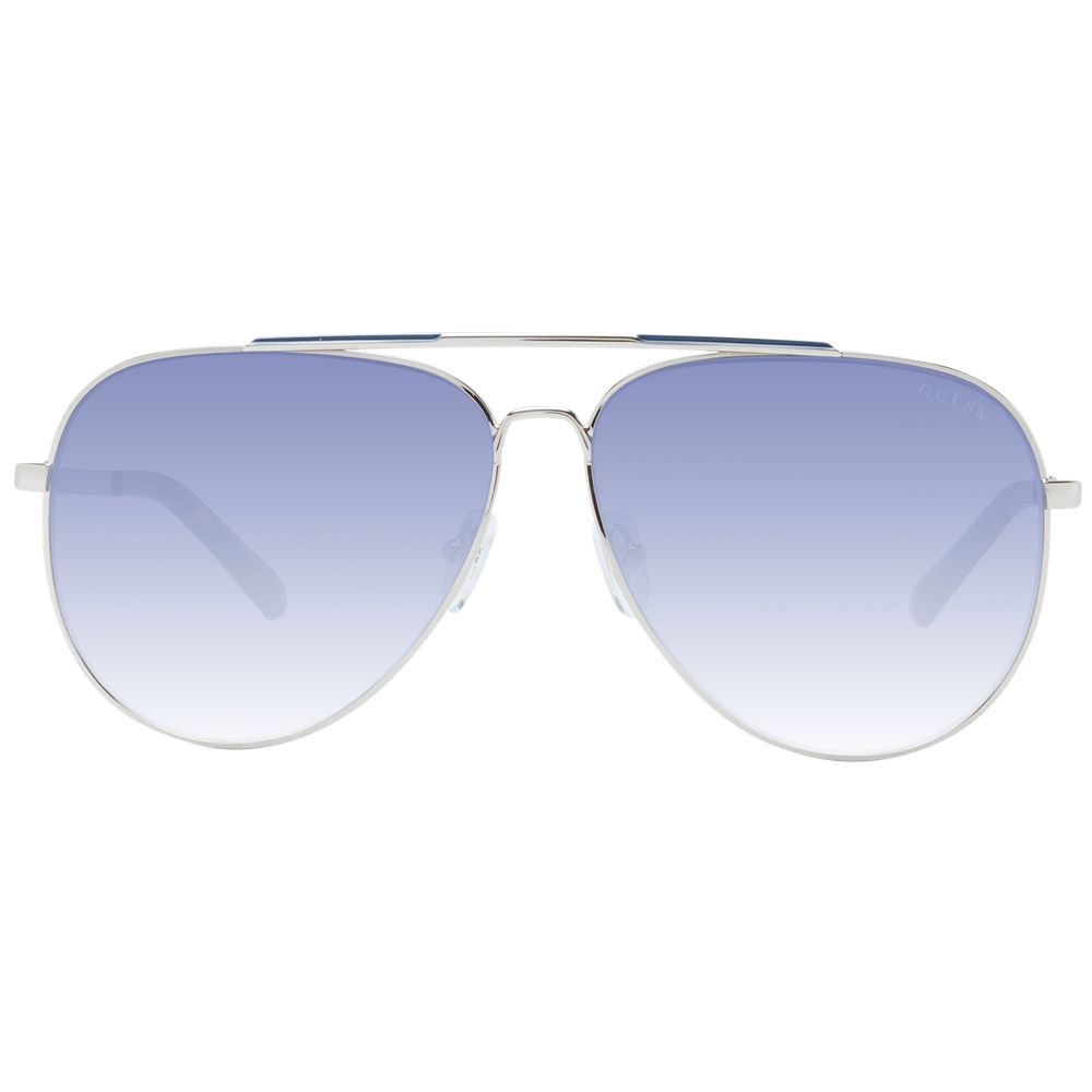 Guess Gold Metal Sunglasses for men with blue gradient lenses, full-rim gold metal frame, aviator style, 100% UVA & UVB protection.