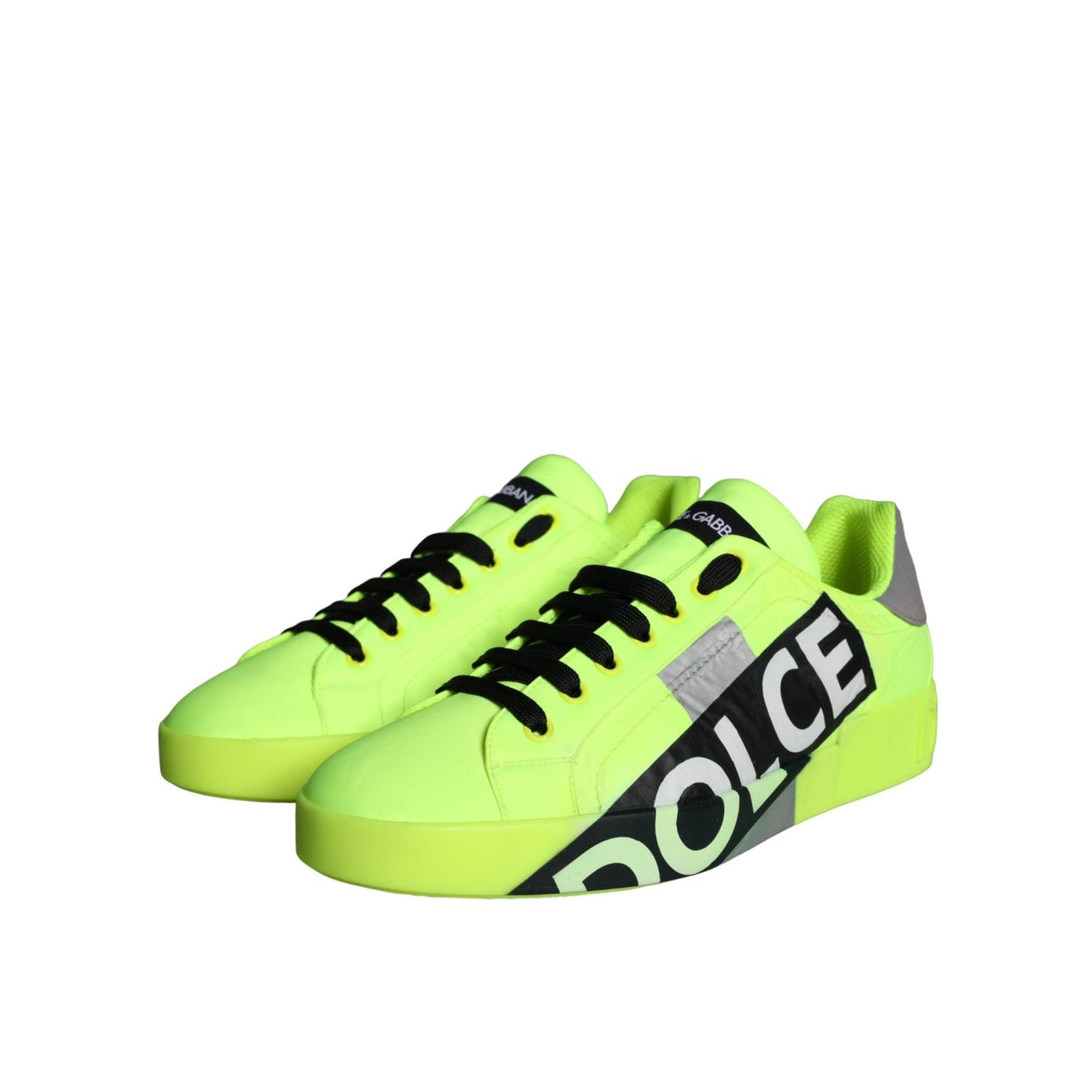 Dolce & Gabbana Neon Green Logo Tape Low Top Sneakers Shoes MV5830#1-42.5