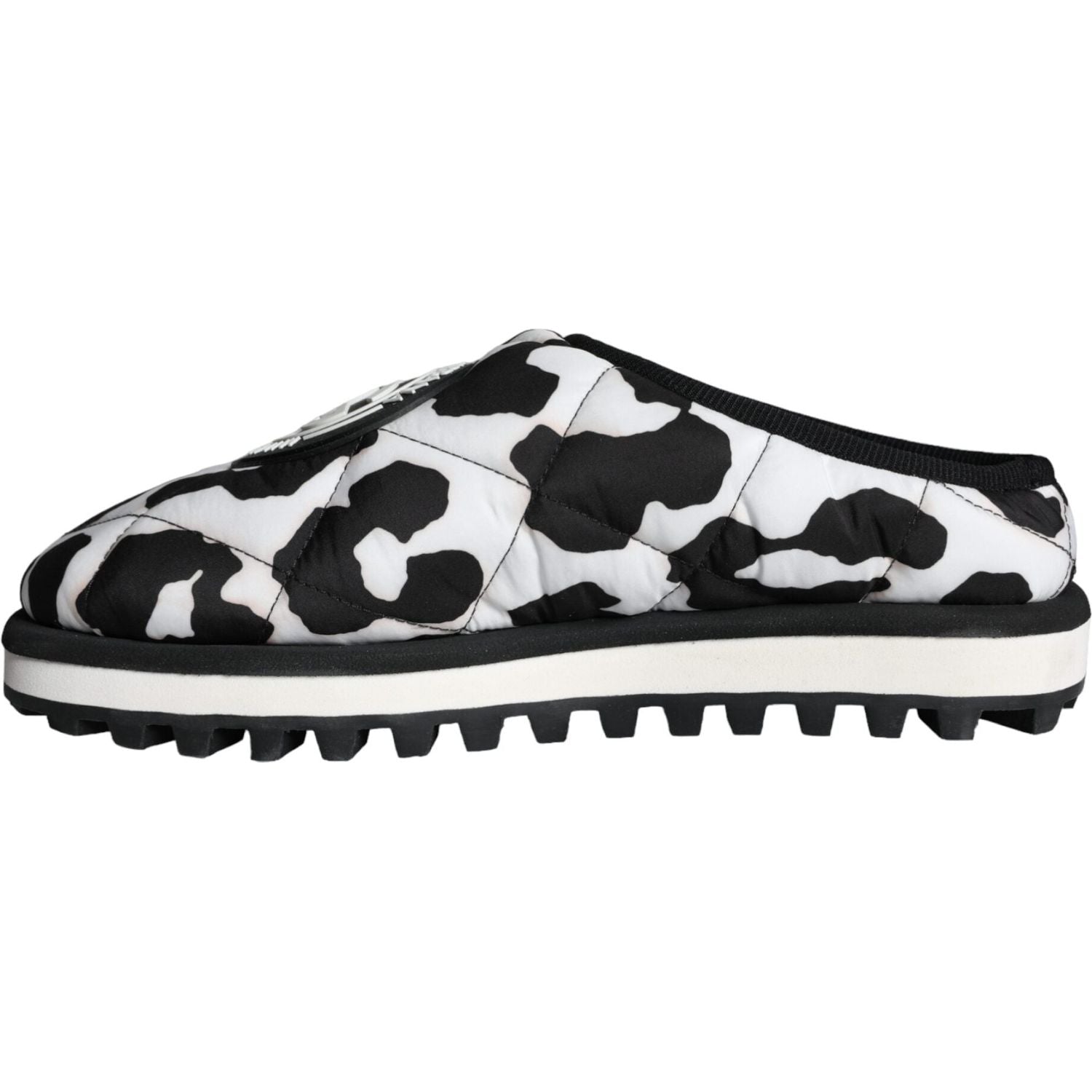 Dolce & Gabbana Black White Quilted Logo Sandals Slides Shoes