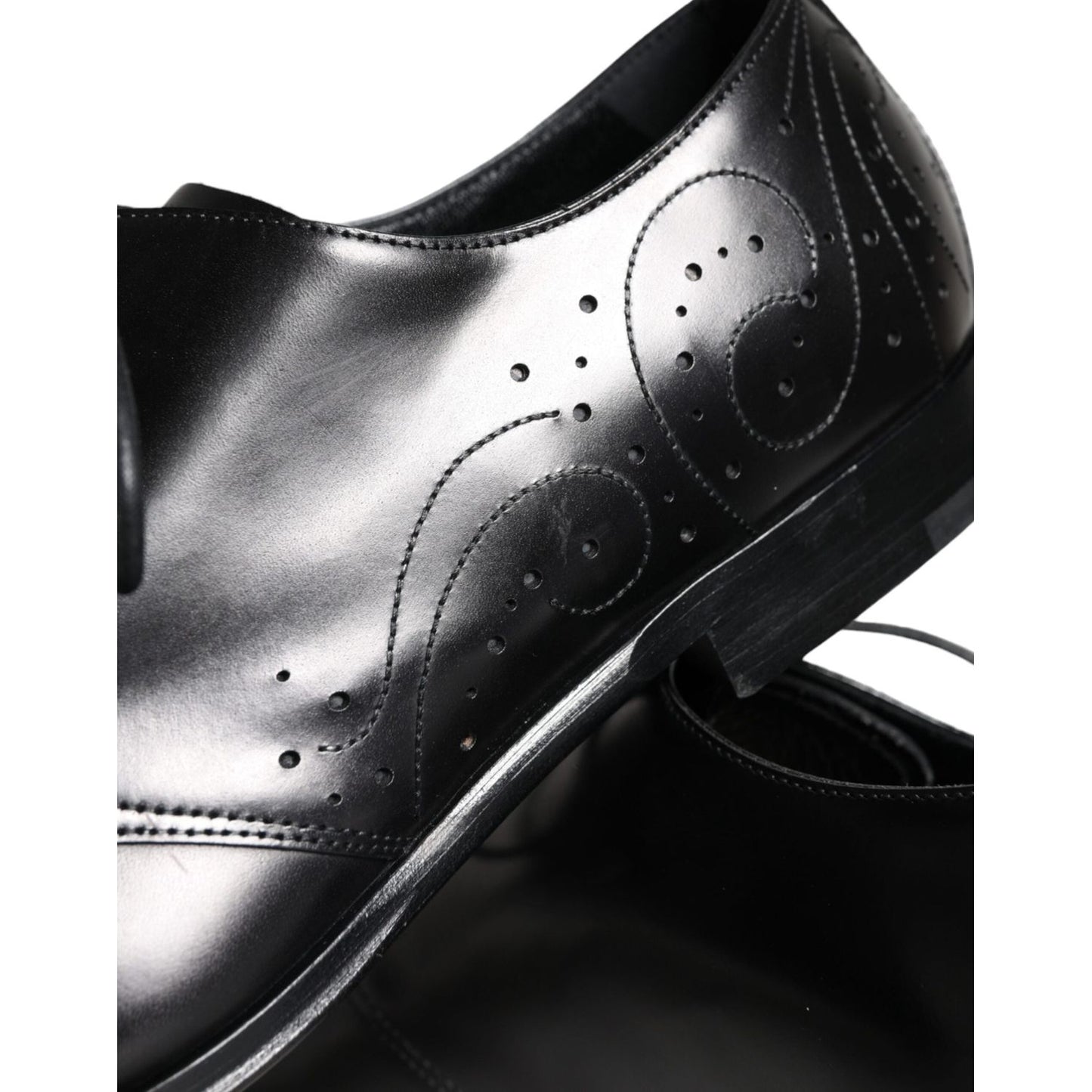 Dolce & Gabbana Black Calfskin Leather Derby Men Dress Shoes