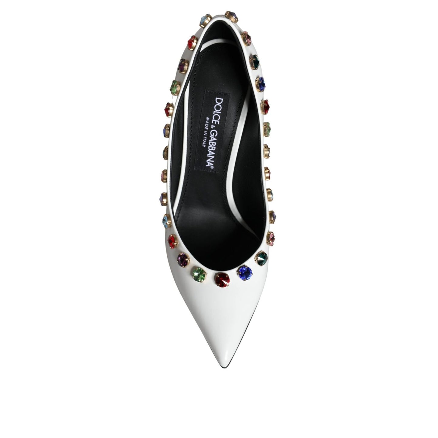 Dolce & Gabbana White Crystal Leather High Heels Pumps Shoes